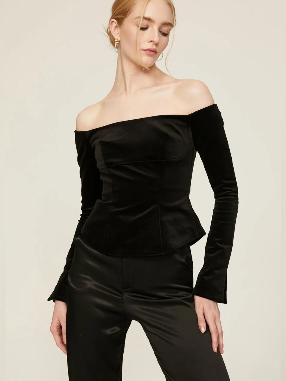 A.L.C. Cassie Off the Shoulder Velvet Top Size 0